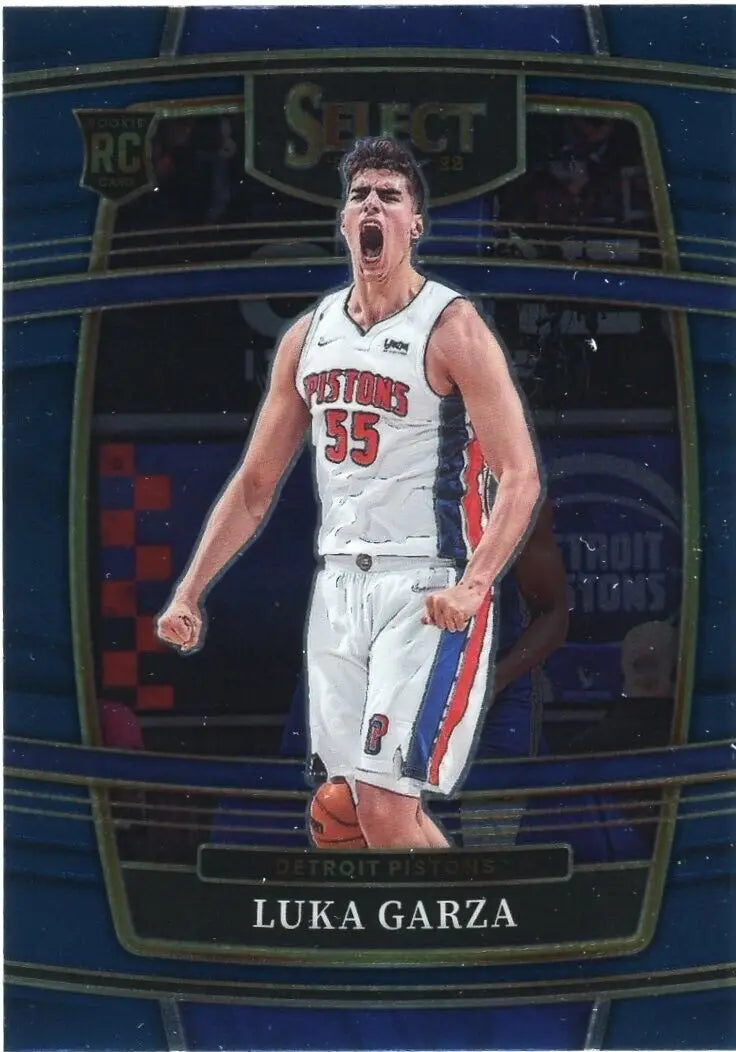 Luka Garza Rookie card from 2021-22 Panini Select featuring Detroit Pistons #22