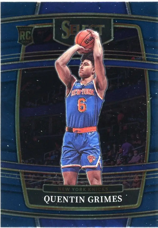 Quentin Grimes Rookie card from 2021-22 Panini Select New York Knicks NBA collection