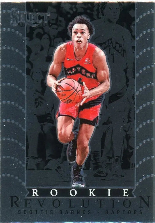 Basketball trading card of 2021-22 Panini Select Rookie Revolution Scottie Barnes