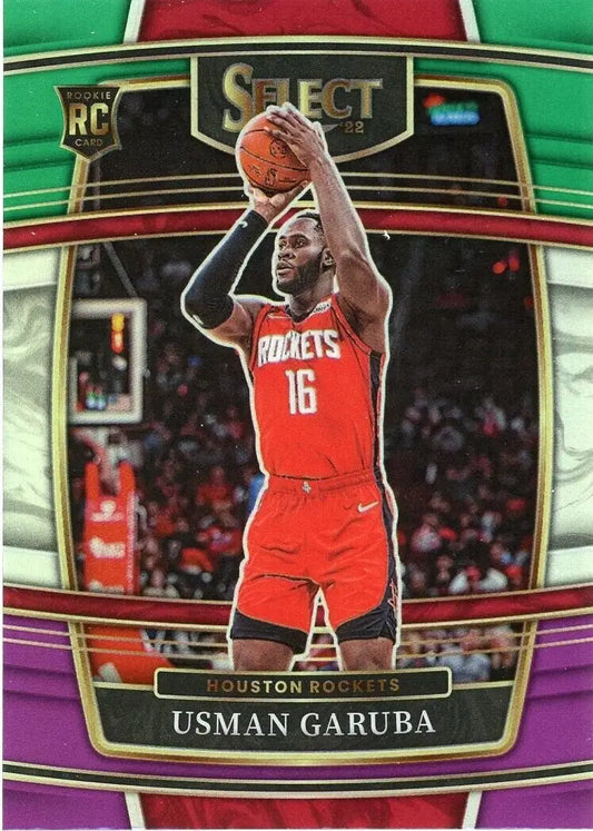 Usman Garuba Green White Purple Rookie Basketball Card from Panini Select Usman series