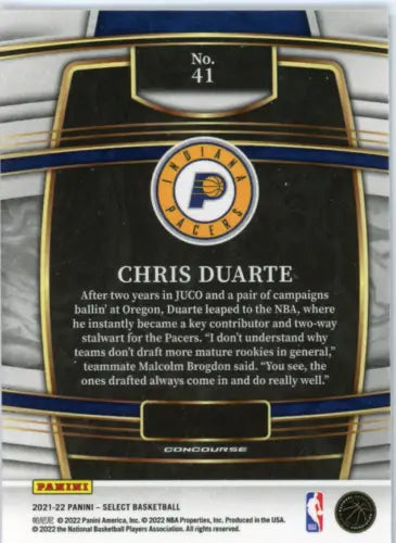 2021-22 Select Blue Chris Duarte Rookie Indiana Pacers Basketball Card NM-MT