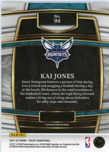 2021-22 Select Blue Kai Jones Rookie Charlotte Hornets Basketball Card NM-MT