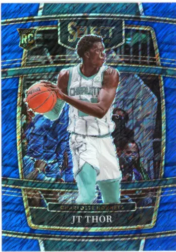 JT Thor basketball card featuring Blue Shimmer, Charlotte Hornets Rookie #78