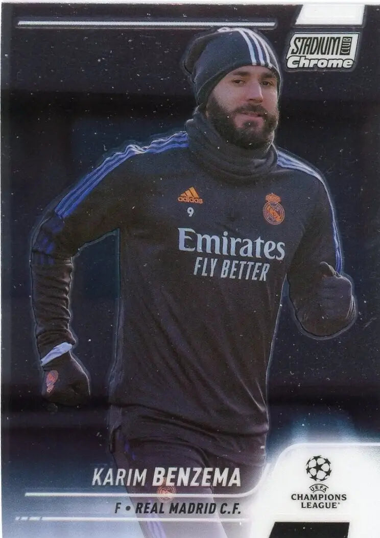 Karim Benzema trading card from 2021-22 Stadium Club Chrome Champions League set