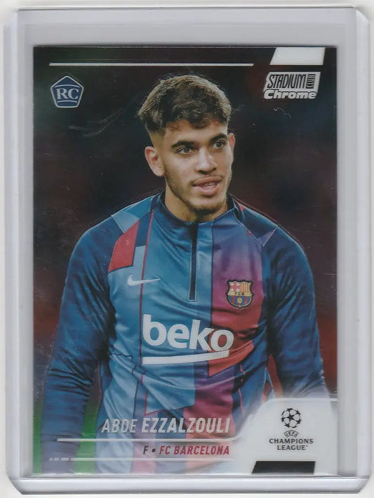 Soccer trading card of Ezzalzouli FC Barcelona in Topps Stadium Club Chrome design