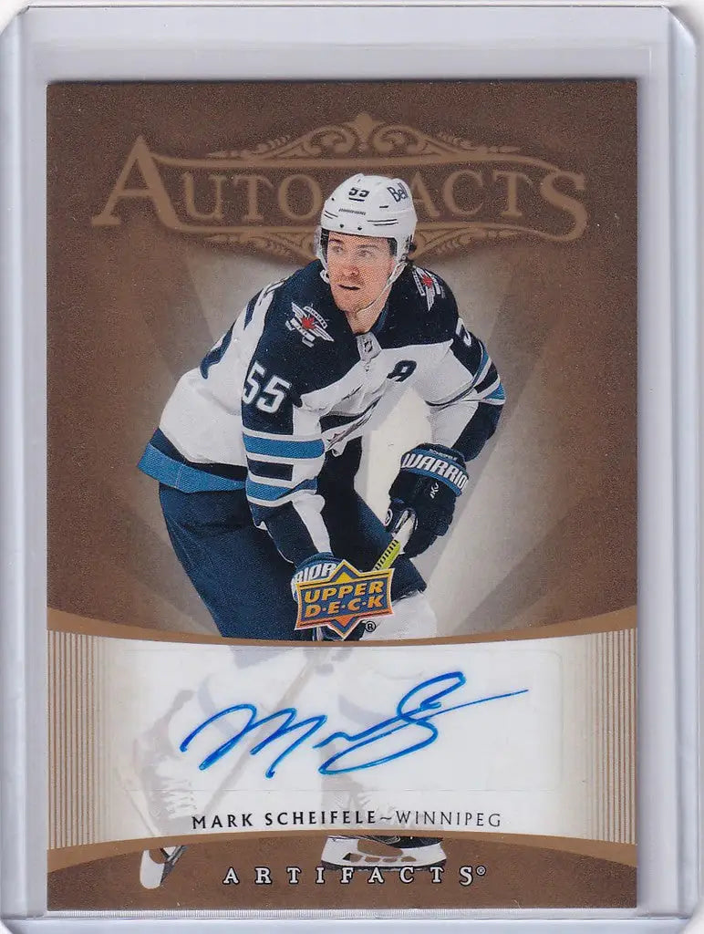 Hockey trading card of Mark Scheifele from Winnipeg Jets, Upper Deck Artifacts Auto