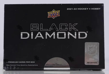 2021-22 Upper Deck Black Diamond Hockey Hobby Box featuring diamond relics and exquisite collection