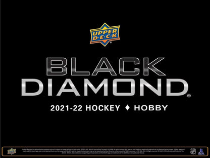 Upper Deck Black Diamond 2021-22 Hockey Hobby Box logo featuring diamond relic and exquisite collection