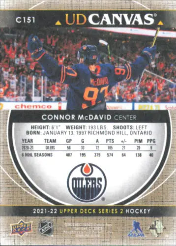 Connor McDavid 2021-22 Upper Deck Canvas #C151 NHL hockey card from Edmonton Oilers