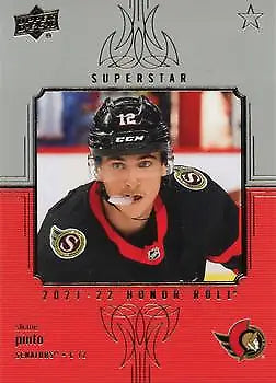 Hockey card of Shane Pinto from Upper Deck Honor Roll 2021-22 Ottawa Senators