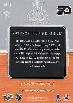 2021-22 Upper Deck Honor Roll HR78 Cam York Philadelphia Flyers NHL Card NM-MT