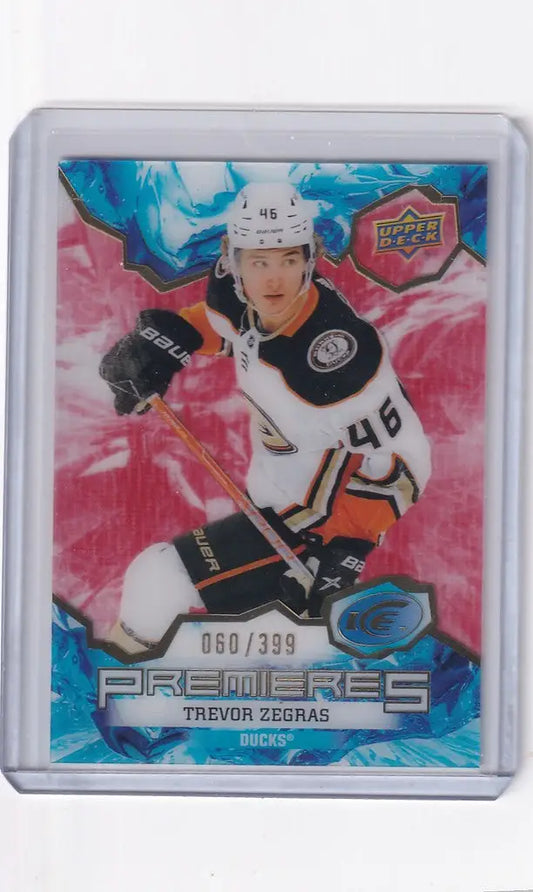 Trevor Zegras Anaheim Ducks hockey trading card from Upper Deck Ice 2021-22 set