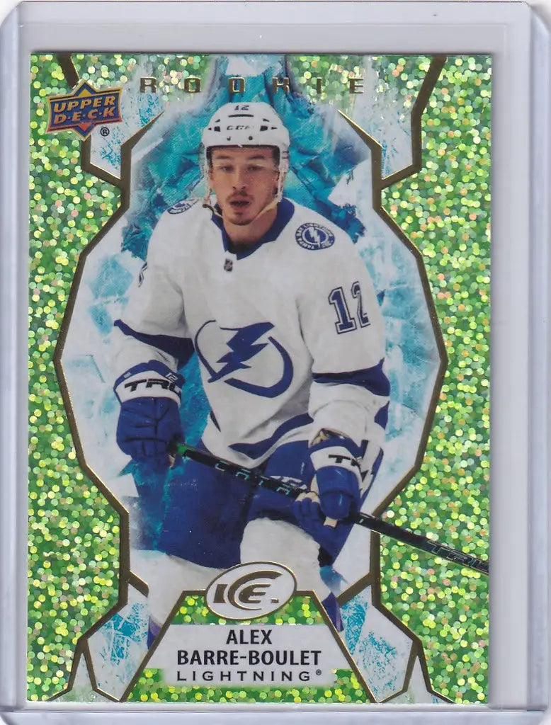 Hockey trading card of Alex Barre-Boulet in Tampa Bay Lightning jersey, Upper Deck Ice Green