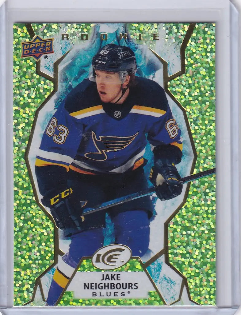 Hockey trading card of Jake Neighbours, St. Louis Blues, Upper Deck Ice Green #134