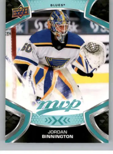 Jordan Binnington hockey card 2021-22 Upper Deck MVP original gloss Blues ID:39351