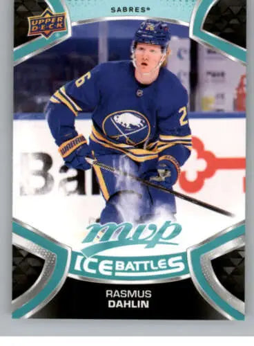 Rasmus Dahlin hockey card from 2021-22 Upper Deck MVP showcasing original gloss quality