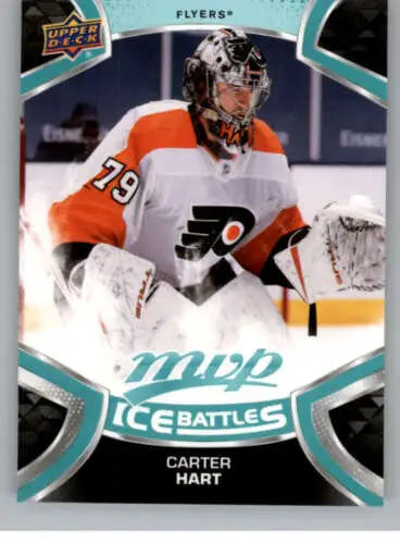 Carter Hart hockey card from 2021-22 Upper Deck MVP, original gloss, NM-MT Flyers