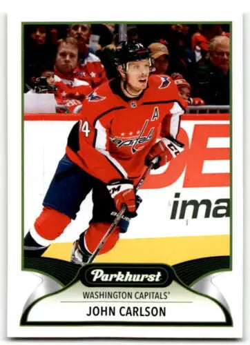 Hockey trading card featuring Upper Deck Parkhurst #240 John Carlson with original gloss