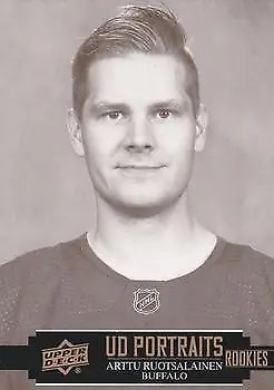 Hockey player rookie card of Arttu Ruotsalainen from Upper Deck Portraits series