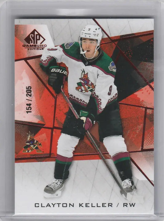 Hockey trading card of Clayton Keller from Arizona Coyotes, Upper Deck 2021-22 series