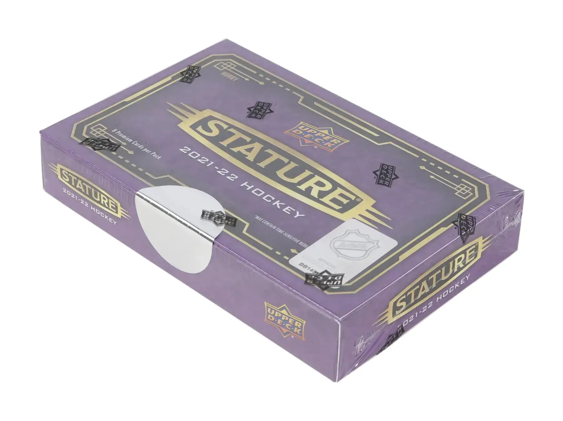 Purple Stature Hockey Hobby Box with gold accents for base set and auto parallels