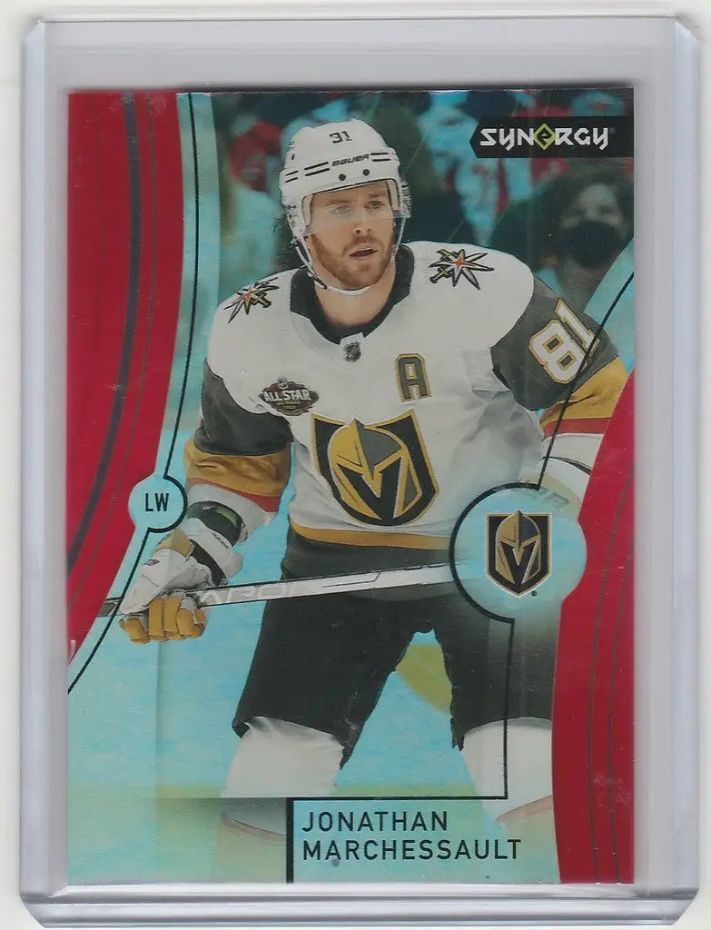 Hockey trading card of Jonathan Marchessault Golden Knights from Upper Deck Synergy Red Parallel