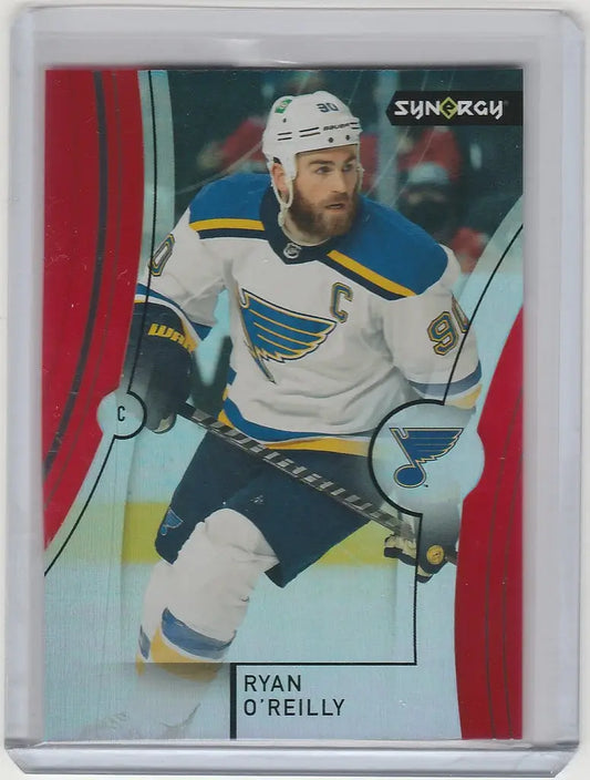 Hockey trading card of Ryan O’Reilly in action for St. Louis Blues Upper Deck Synergy Red Parallel