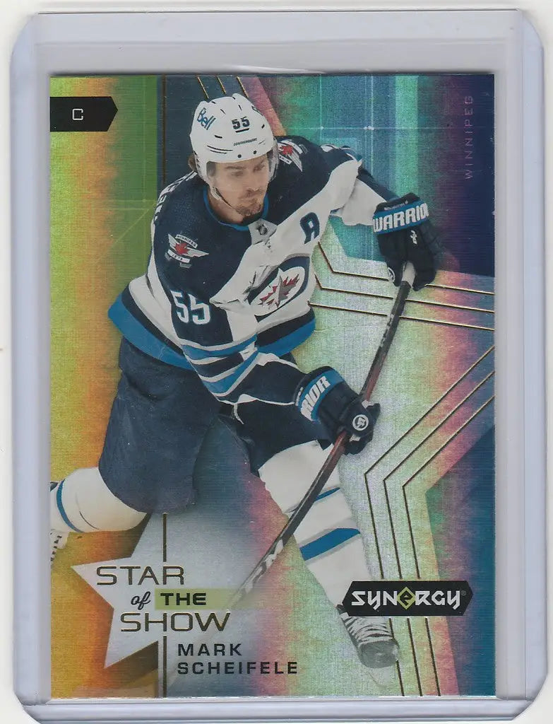 Hockey trading card of Mark Scheifele Jets 2021-22 Upper Deck Synergy SOS13