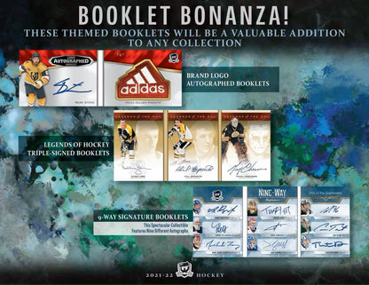 Advertisement for 2021-22 Upper Deck The Cup Hockey Hobby Box with auto patch and base set