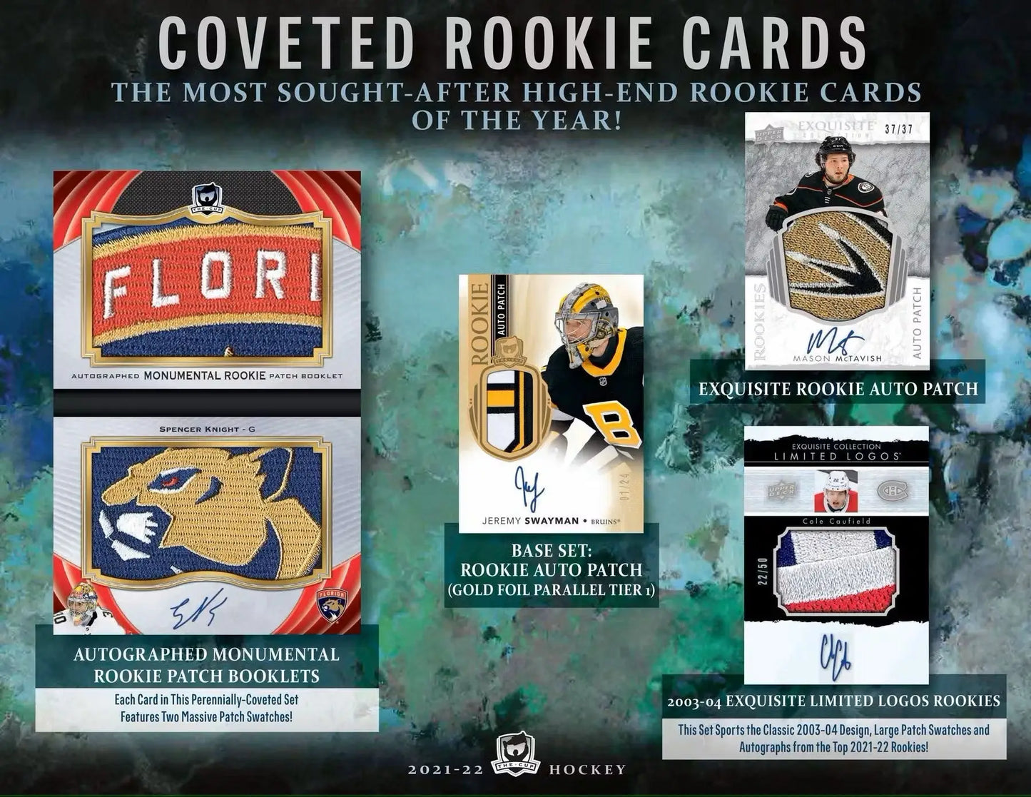 High-end NHL rookie trading cards with auto patch and foil auto in The Cup Hockey box