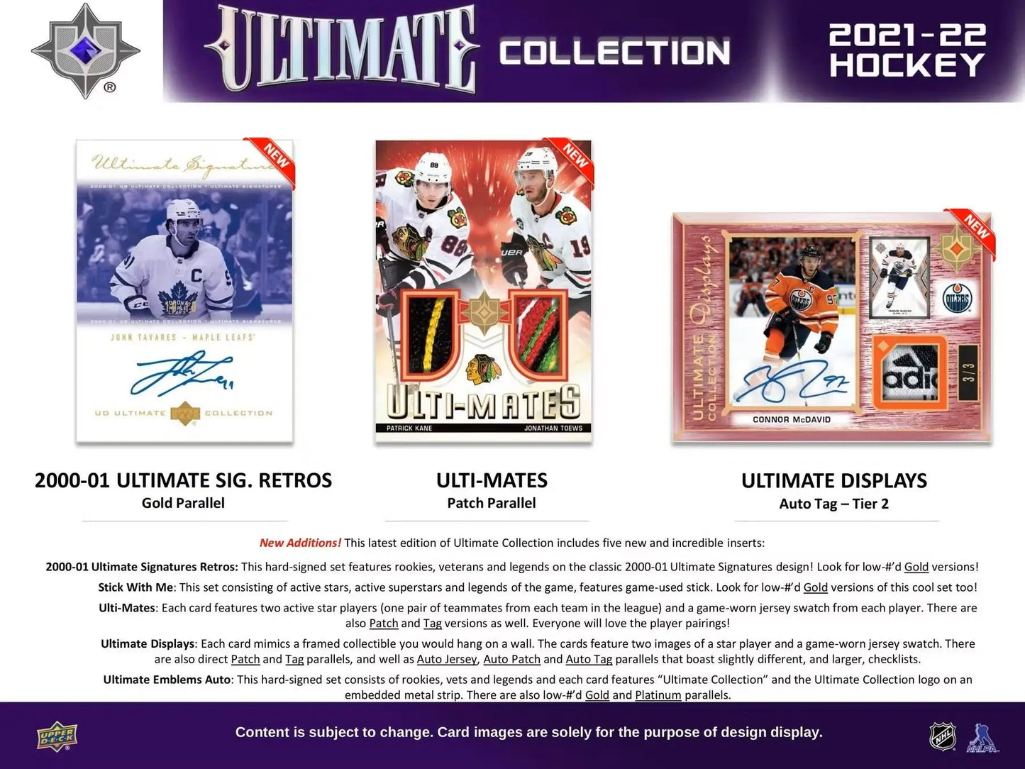 2021-22 Upper Deck Ultimate Collection Hockey Hobby Box showcasing Ultimate Introductions auto parallel