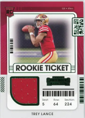 Trey Lance 2021 Panini Contenders Rookie Ticket Card 49ers Jersey NM-MT