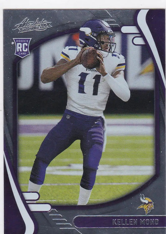 Football trading card of Kellen Mond RC Minnesota Vikings in throwing stance