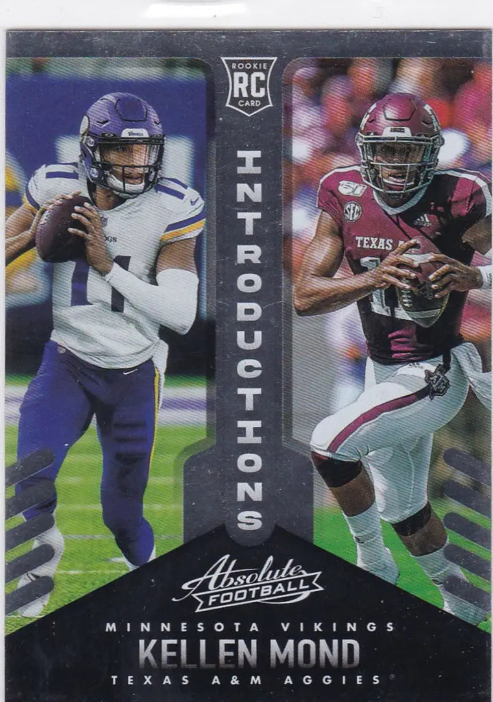 Football trading card featuring Kellen Mond Introductions and action poses of players