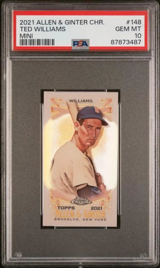 PSA-graded 2021 Allen & Ginter Chrome Minis Refractor Ted Williams baseball card