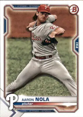 Aaron Nola Philadelphia Phillies baseball card from 2021 Bowman #40 MLB Sports NM-MT