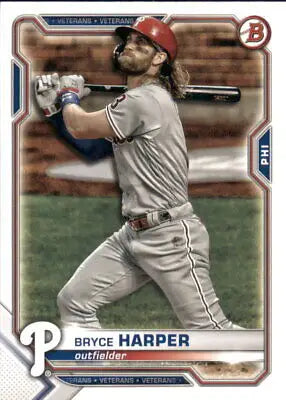 Bryce Harper Philadelphia Phillies Baseball Card from 2021 Bowman #90 NM-MT condition