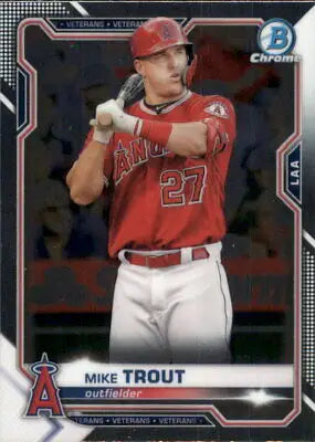 Mike Trout 2021 Bowman Chrome #54 Los Angeles Angels Baseball Card NM-MT