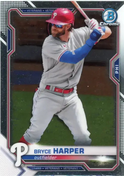 2021 Bowman Chrome #96 Bryce Harper Philadelphia Phillies Baseball Card NM-MT