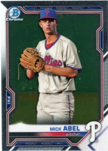 Mick Abel baseball card from 2021 Bowman Chrome Draft #BDC72 Philadelphia Phillies