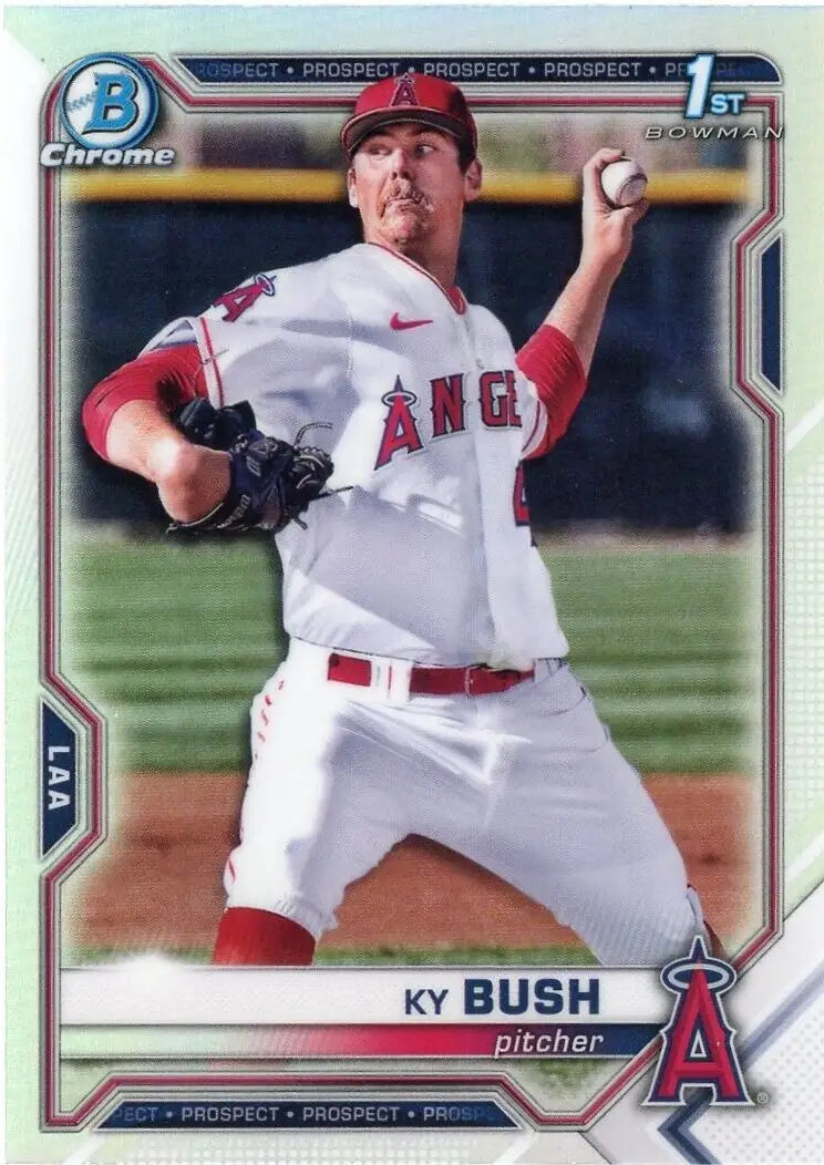 2021 Bowman Chrome Ky Bush Rookie Refractor baseball card from Los Angeles Angels MLB