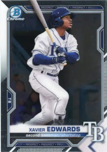 Xavier Edwards baseball card from 2021 Bowman Chrome Prospects Tampa Bay Rays NM-MT