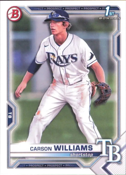 2021 Bowman Draft Carson Williams 1st Bowman Tampa Bay Rays MLB Baseball card display