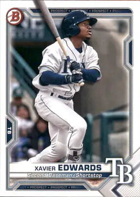 Baseball card of Xavier Edwards from 2021 Bowman Prospects for Tampa Bay Rays