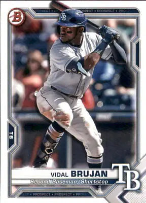 Baseball card of Vidal Brujan from 2021 Bowman Prospects for Tampa Bay Rays