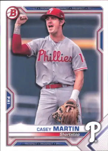 Casey Martin baseball card from 2021 Bowman Prospects BP92 Philadelphia Phillies