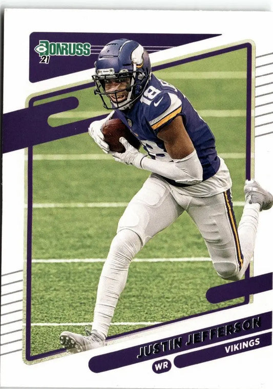 Justin Jefferson trading card from 2021 Donruss #127 Minnesota Vikings collection