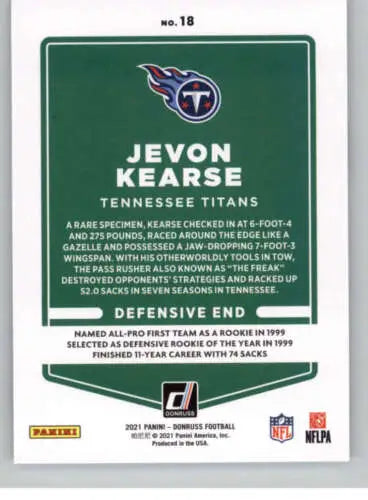 2021 Donruss #18 Jevon Kearse NM-MT Titans football card with original gloss finish