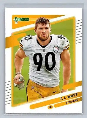 T.J. Watt 2021 Donruss #22 No Helmet Variation trading card for flat rate collectors