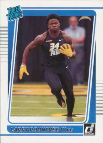 Larry Rountree III rookie card 2021 Donruss #296 with original gloss and NM-MT condition